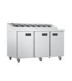 Image of FPS1/3HR/101 440 Ltr 3 Door Stainless Steel Refrigerated Pizza / Saladette Prep Counter