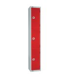 W951-CNS Elite Three Door Coin Return Locker with Sloping Top Red