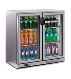 ZXS2 220 Ltr Undercounter Double Hinged Glass Door Silver Back Bar Bottle Cooler