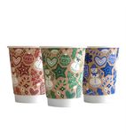 Image of HX493 Double Wall Coffee Cups Festive Design 340ml (Pack of 500)