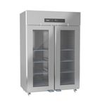 PREMIER KG 140 C DR U 1400 Ltr Upright Double Hinged Glass Door Stainless Steel Display Fridge