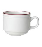 Image of VV2692 Bead Maroon Band Stacking Cups 200ml (Pack of 12)