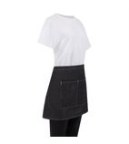 Image of B995 Denim Waist Apron Black with White Ties
