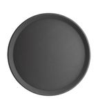 J847 Fibreglass Round Non-Slip Tray Black 406mm