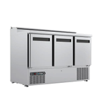 Image of Xtra XRP3H 350 Ltr 3 Door Stainless Steel Refrigerated Pizza / Saladette Prep Counter