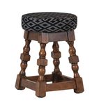 FT405 Classic Rubber Wood Low Bar Stool with Black Diamond Seat (Pack of 2)
