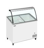 Image of IC301SCE + CANOPY 7 x Napoli Pan White Curved Glass Ice Cream Display Freezer With Canopy