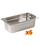 S413 Stainless Steel Gastronorm Tray Set 6 x 1/4 100mm (Pack of 6)