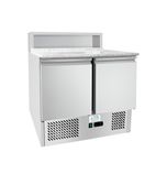 ICE3831GR 300 Ltr 2 Door Stainless Steel Refrigerated Pizza / Saladette Prep Counter