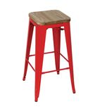 GM641 Bistro High Stools with Wooden Seat Pad Red (Pack of 4)