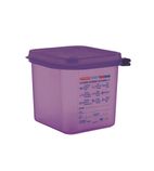 CM786 Allergen Polypropylene 1/6 Gastronorm Food Container Purple 2.6L