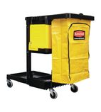 Image of L658 Traditional Janitorial Cleaning Cart with Yellow Bag & Zip