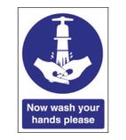 W187 Now Wash Your Hands Sign