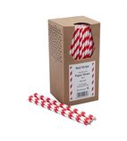 CZ617 6mm Bore Paper Straw Red & White Striped (Pack 250)
