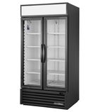 GDM-35-HC~TSL01 991 Ltr Upright Double Hinged Glass Door Black Hydrocarbon Display Fridge With Canopy