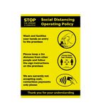 FN648 Social Distancing Operating Policy Poster A3 Self-Adhesive