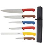 Image of S088 Colour Coded Chefs Knife Set With Wallet