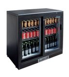 G-Series CB931 223 Ltr Undercounter Double Sliding Glass Door Black Back Bar Bottle Cooler