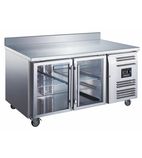 HBC2CR 282 Ltr 2 x Glass Door Stainless Steel Refrigerated Prep Counter With Upstand