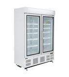 Image of G-Series GH507 920 Ltr Upright Double Hinged Glass Door White Display Freezer