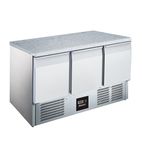 BCC3-GR-TOP 330 Ltr 3 Door Stainless Steel Refrigerated Prep Counter With Granite Worktop