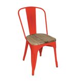 GM643 Bistro Side Chairs with Wooden Seat Pad Red (Pack of 4)