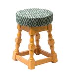 FT470 Classic Soft Oak Low Bar Stool with Green Diamond Seat (Pack of 2)