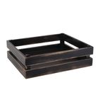 FE979 Superbox Wooden Buffet Crate Black Vintage 1/2 GN