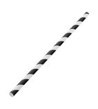 Image of DW196 Biodegradable Paper Straws Black Stripes 200mm (Pack of 250)