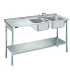 L884 L/H 1500w x 600d mm Stainless Steel Double Sink With Left Hand Drainer