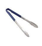 E7102B Stainless Steel Springless Tongs Blue 300mm