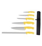 Image of S852 Yellow Handle 6 Piece Knife Set with Wallet