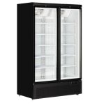 F2DB 1006 Ltr Upright Double Hinged Glass Door Black Display Freezer