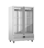 FSL800G 800 Ltr Upright Double Hinged Glass Door Stainless Steel Display Fridge