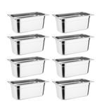 S728 Stainless Steel Gastronorm Tray Set 8 x 1/3 100mm (Pack of 8)