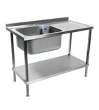 DR380 1000w x 600d mm Fully Assembled Stainless Steel Single Sink With Right Hand Drainer