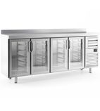 Image of FMPP2500CR 695 Ltr 4 Glass Door Stainless Steel Refrigerated Display Prep Counter With Upstand