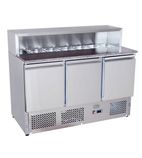 Image of ICE3858GR 380 Ltr 3 Door Stainless Steel Refrigerated Pizza / Saladette Prep Counter