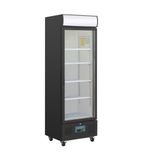 G-Series GH427 368 Ltr Upright Single Glass Door Black Display Fridge With Canopy