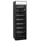 Image of UFSC371GCP 300 Ltr Upright Single Glass Door Black Display Freezer With Canopy