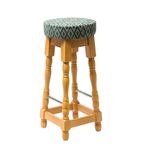 FT462 Classic Soft Oak High Bar Stool with Green Diamond Seat (Pack of 2)