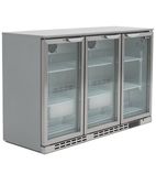 BAR3SS 310 Ltr Undercounter Triple Hinged Glass Door Stainless Steel Back Bar Bottle Cooler