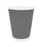 GP431 Coffee Cups Ripple Wall Charcoal 340ml / 12oz (Pack of 25)