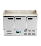 Image of G-Series CN402 368 Ltr 3 Door Stainless Steel Refrigerated Prep Counter With Granite Worktop