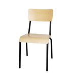 FB949 Cantina Side Chairs with Wooden Seat Pad and Backrest Black (Pack of 4)