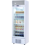 HEF543 238 Ltr Upright Single Glass Door White Display Fridge With Canopy