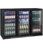 NT3BH 300 Ltr Undercounter Triple Hinged Glass Door Black Back Bar Bottle Cooler