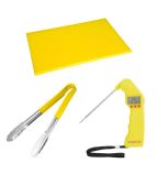 SA790 Colour Coded Yellow Set - Chopping Board, Tongs & Thermometer (Pack of 3)