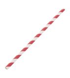 DE927 Paper Straws Red Stripes 210mm (Pack of 250)