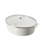 Oval Cocotte Glass Lid White Body - GG857